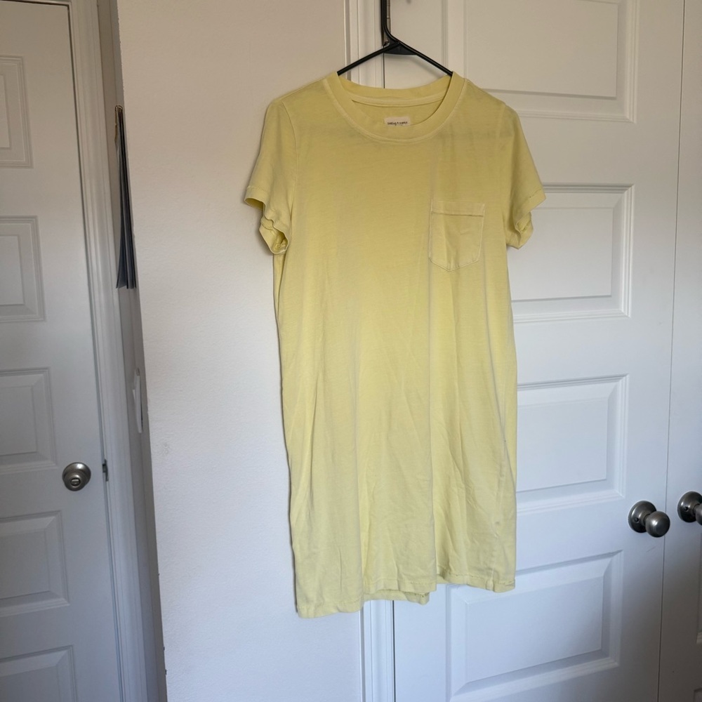 Thread & Supply Pale Yellow Tee Dress with Chest Pocket
